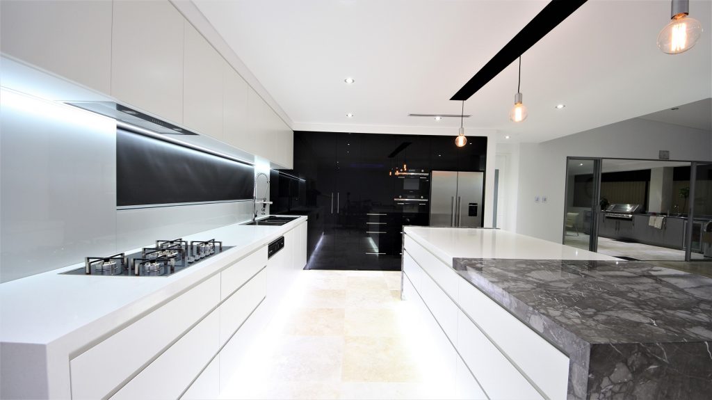 Merrylands Sydney, Ultraglaze and Polyurethane kitchen with feature Marble island