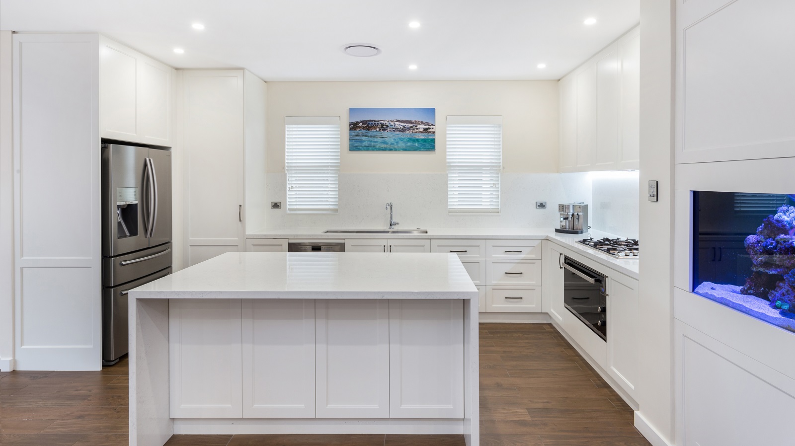 Haberfield Sydney, Satin Polyurethane Shaker Style kitchen with an Essastone 40mm benchtop