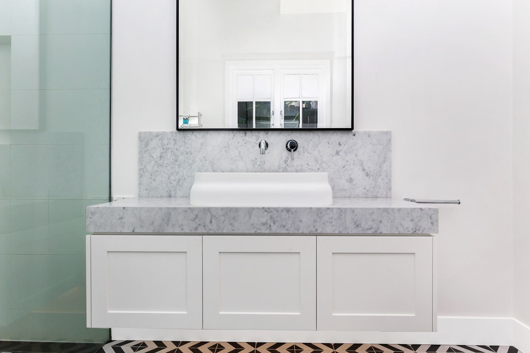 Shaker style vanity with Carrara Marble top - Collaroy, Sydney